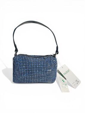 Caleesa Blue Rhinestone Mini Bag Sparkly Top Handle Evening Clutch Glam